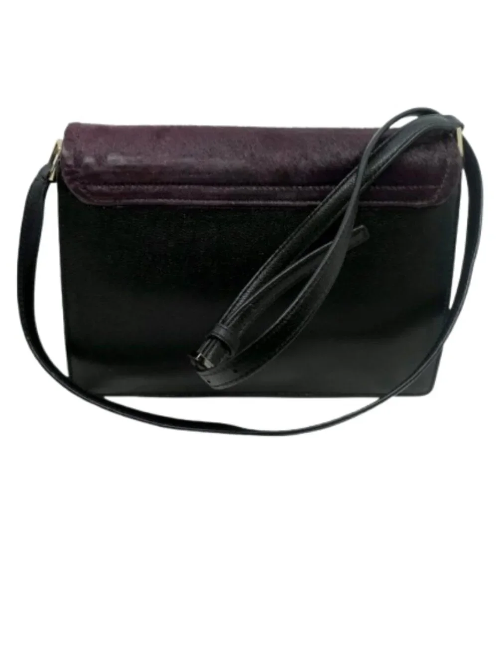 KATE SPADE~SAYRA Hyde Place~BLACK LEATHER PURPLE CALF HAIR CROSSBODY BAG
